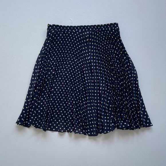 Vintage 90's ESPRIT Polkadot Accordion Skirt / Sz M Navy Pleated Sheer Coquette - Picture 4 of 7